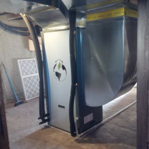 Forced air geothermal heat pump